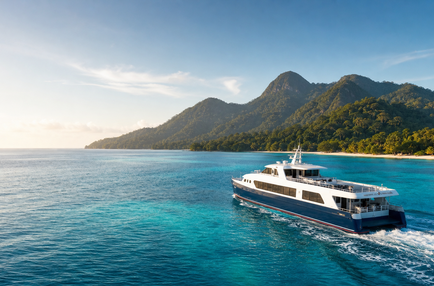 Passenger ferry sailing toward Tioman Island for the 2026 Tioman ferry schedule guide