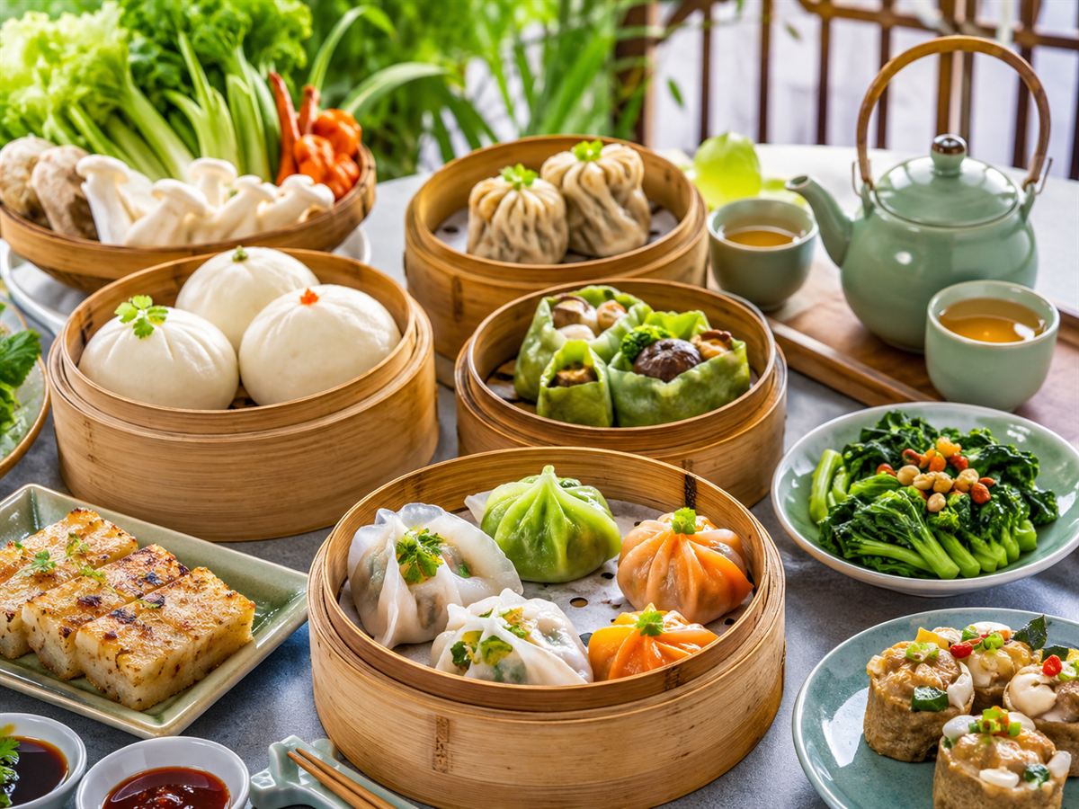 Representative vegetarian dim sum illustration for Shan Vege in Johor Bahru